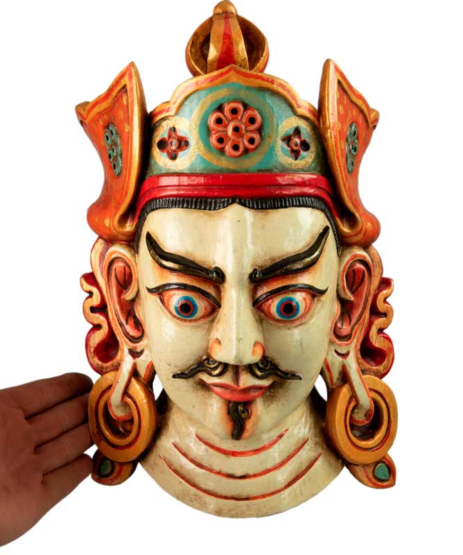 Masque Tibétain Guru Rinpoché Padmasambhava En Bois – 34 cm