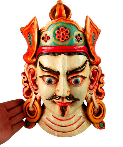 Masque Tibétain Guru Rinpoché Padmasambhava En Bois – 34 cm