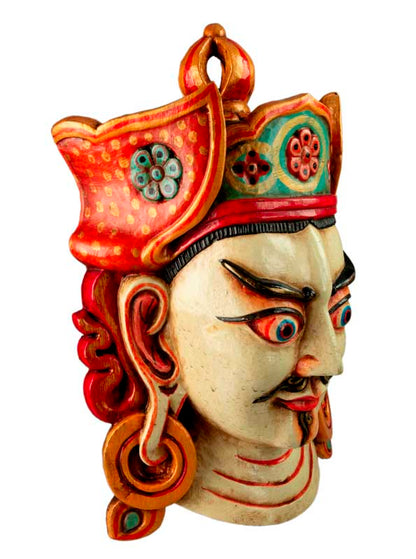 Masque Tibétain Guru Rinpoché Padmasambhava En Bois – 34 cm