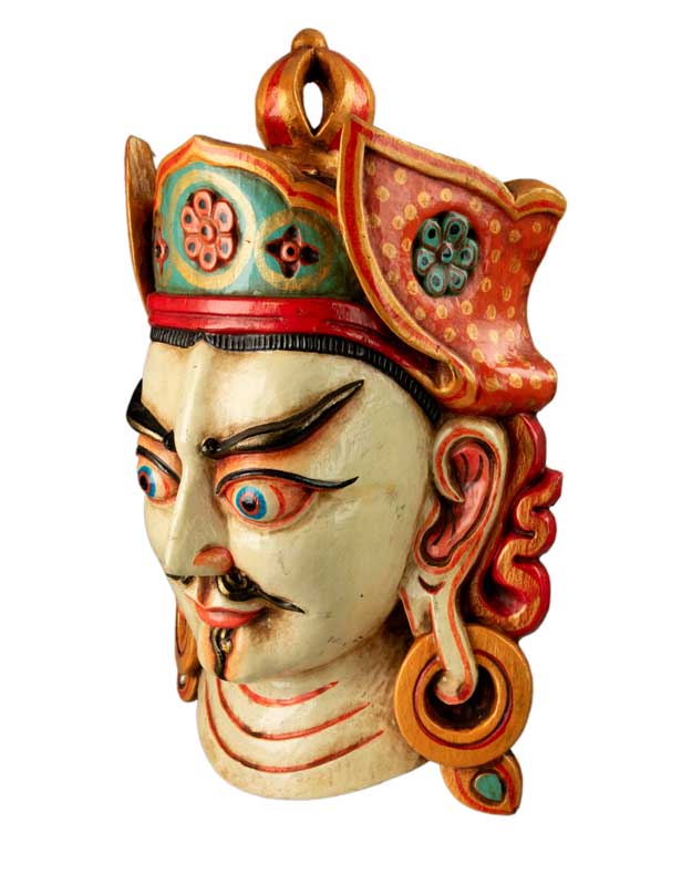 Masque Tibétain Guru Rinpoché Padmasambhava En Bois – 34 cm