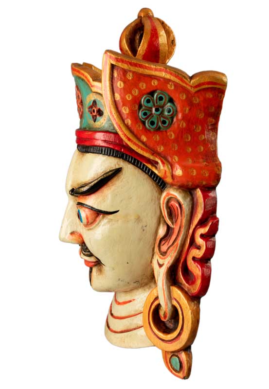 Masque Tibétain Guru Rinpoché Padmasambhava En Bois – 34 cm