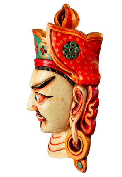 Masque Tibétain Guru Rinpoché Padmasambhava En Bois – 34 cm