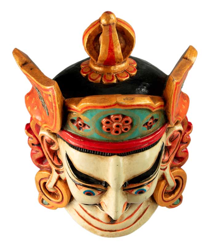 Masque Tibétain Guru Rinpoché Padmasambhava En Bois – 34 cm