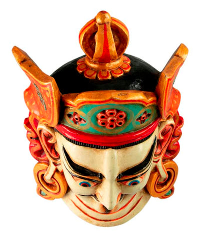 Masque Tibétain Guru Rinpoché Padmasambhava En Bois – 34 cm