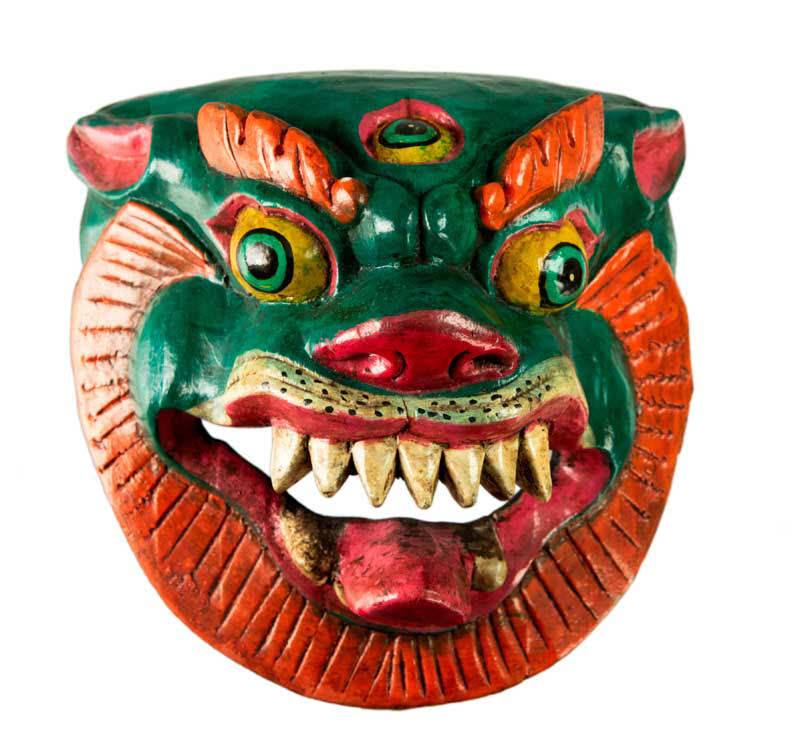 Masque Lion Tibétain – Bois De Peuplier – Protecteur