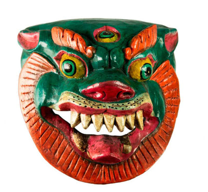 Masque Lion Tibétain – Bois De Peuplier – Protecteur
