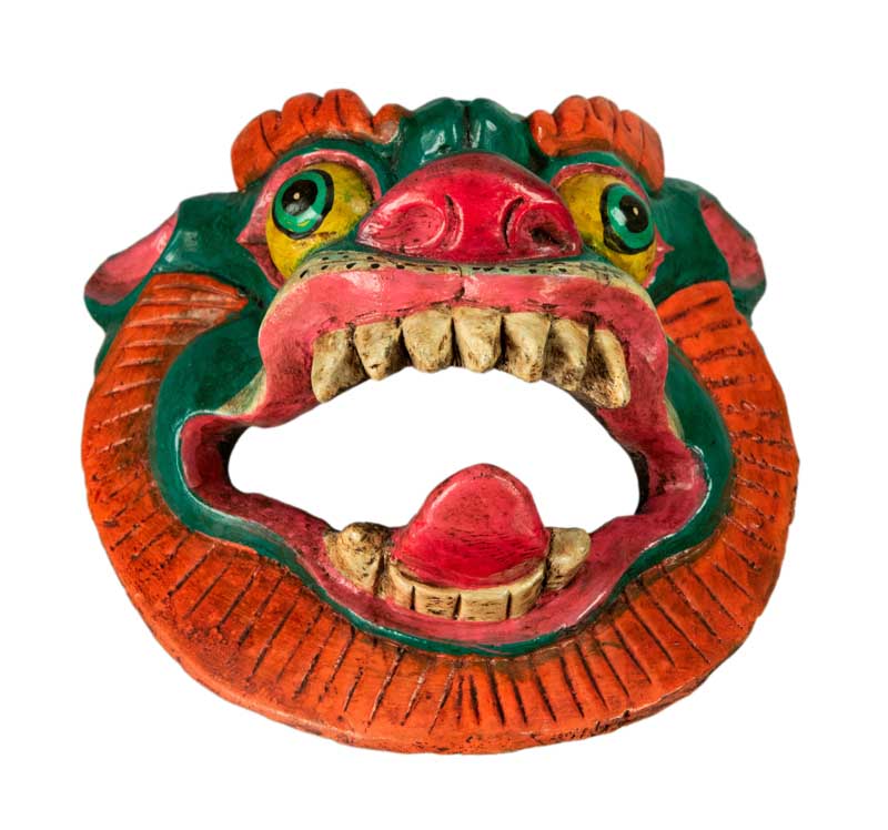 Masque Lion Tibétain – Bois De Peuplier – Protecteur