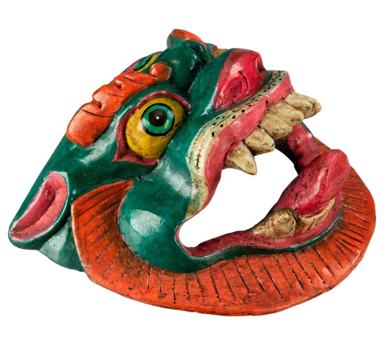 Masque Lion Tibétain – Bois De Peuplier – Protecteur