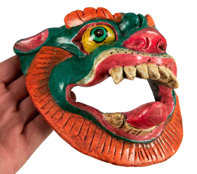 Masque Lion Tibétain – Bois De Peuplier – Protecteur