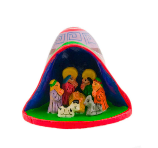 Crèche De Noël Du Pérou En Céramique – Artisanat Andin En Forme De Chullo