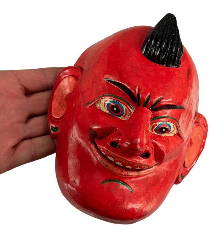 Petit Masque Tibétain Ancêtre Protecteur – Bois De Peuplier
