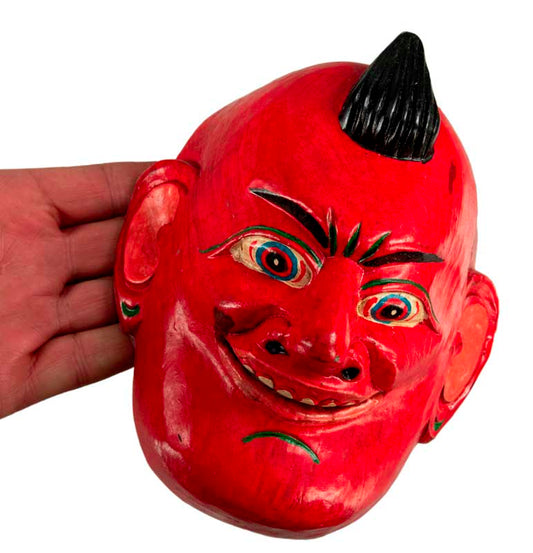 Petit Masque Tibétain Ancêtre Protecteur – Bois De Peuplier