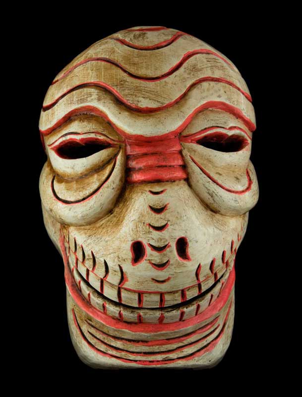 Grand Masque Citipati Tête de Mort – Masque Tibétain de Danse Cham en Bois Peint