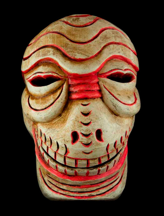Grand Masque Citipati Tête de Mort – Masque Tibétain de Danse Cham en Bois Peint