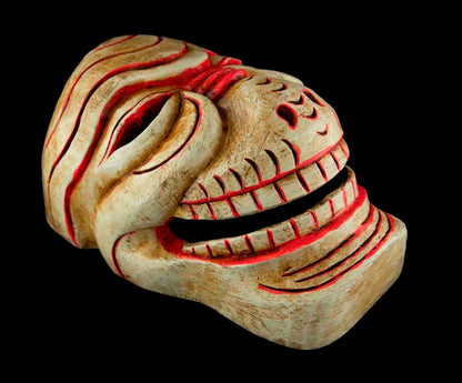 Grand Masque Citipati Tête de Mort – Masque Tibétain de Danse Cham en Bois Peint