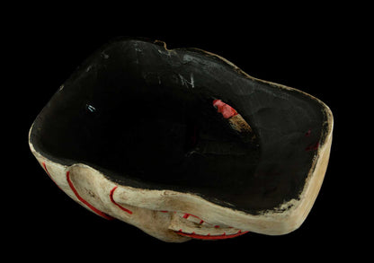 Grand Masque Citipati Tête de Mort – Masque Tibétain de Danse Cham en Bois Peint