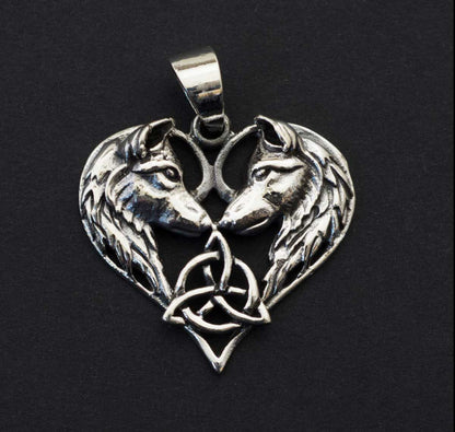 Pendentif Couple de Loups de Fenrir en Argent Massif 925 - Viking