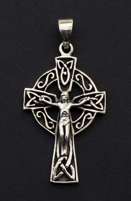 Pendentif croix celtique crucifix celte irlandais – Triquetra BZH en argent massif 925