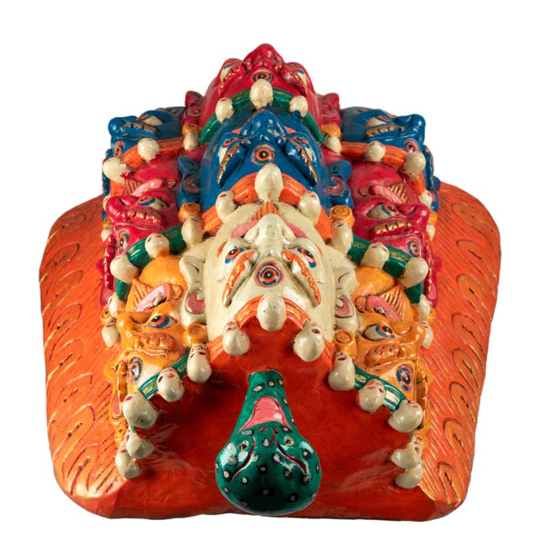 Masque Tibétain Mahakala En Bois De Peuplier – Décoration Murale