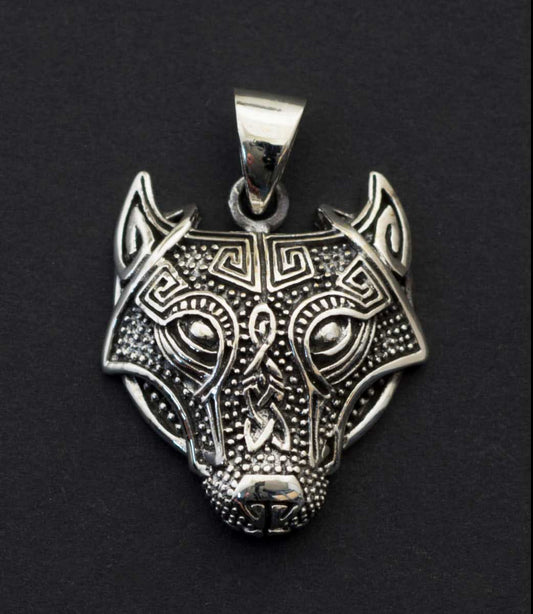Pendentif Tête de Loup de Fenrir en Argent 925 - Viking