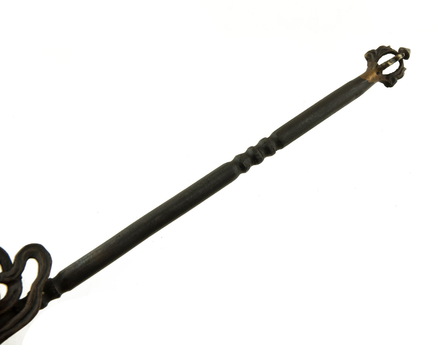Ancien Khatvanga Tibétain Citipati en Métal – Trident Rituel à Têtes de Mort