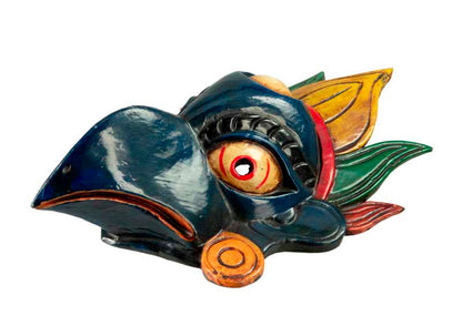 Masque Garuda Bleu Tibétain – Bois De Peuplier – Népal