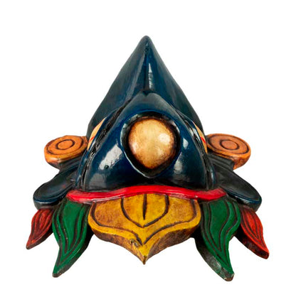 Masque Garuda Bleu Tibétain – Bois De Peuplier – Népal