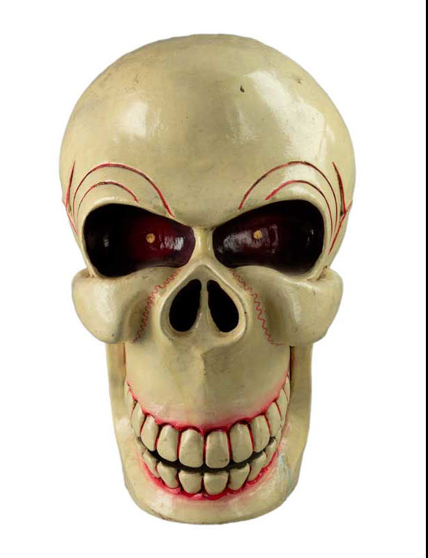 Kapala Tibétain Citipati – Crâne Rituel en Bois Peint 27 cm