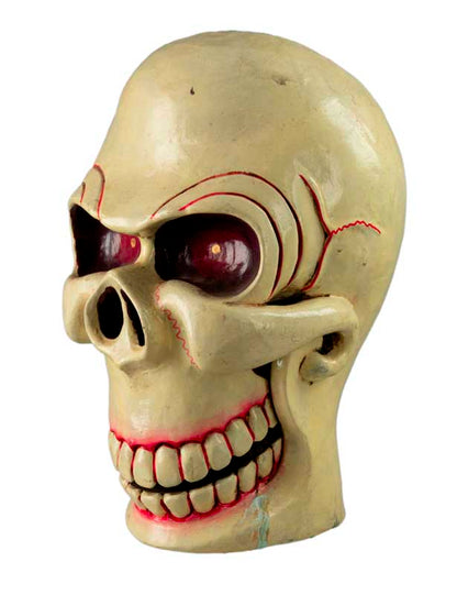 Kapala Tibétain Citipati – Crâne Rituel en Bois Peint 27 cm