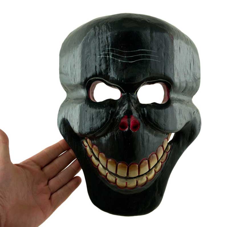 Masque Citipati Tête de Mort – Masque Tibétain de Danse Cham en Bois Peint