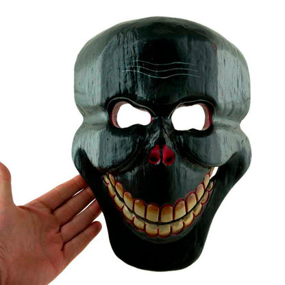Masque Citipati Tête de Mort – Masque Tibétain de Danse Cham en Bois Peint