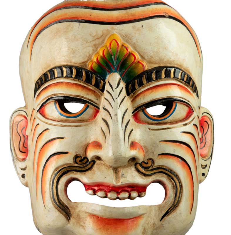 Masque Vishnu Népalais – Danse Cham – Bois De Peuplier – Art De L’Himalaya