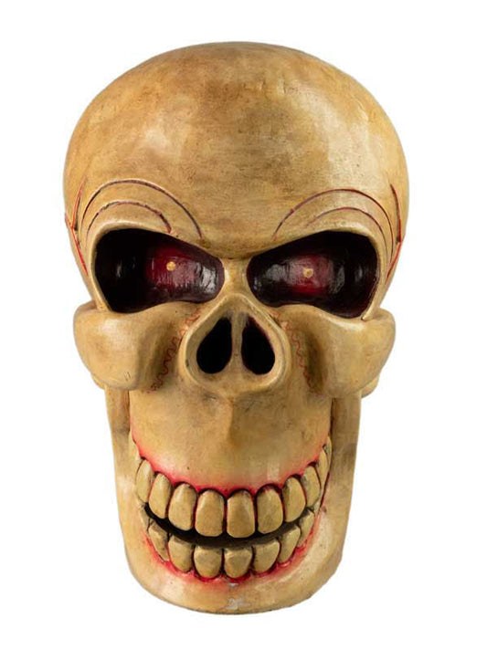 Kapala Tibétain Citipati – Crâne Rituel Tantrique en Bois Peint 26 cm