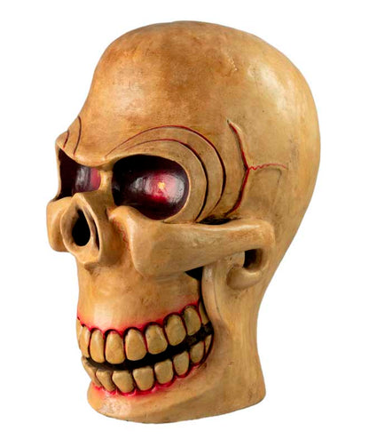 Kapala Tibétain Citipati – Crâne Rituel Tantrique en Bois Peint 26 cm