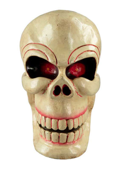 Kapala Crâne en Bois Peint – Citipati Tibétain Rituel Bouddhiste 22 cm