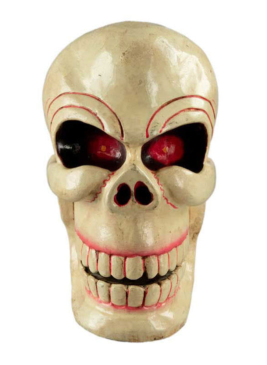 Kapala Crâne en Bois Peint – Citipati Tibétain Rituel Bouddhiste 22 cm