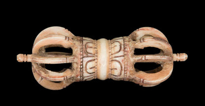 Vajra Tibétain En Os De Yak Sculpté – Dorje Rituel Tantrique Bouddhiste 13,9 cm