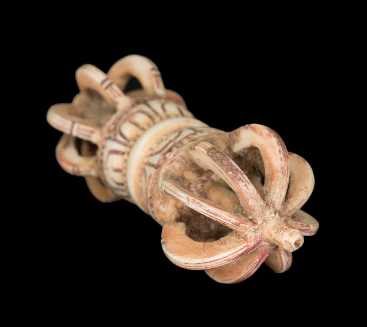 Vajra Tibétain En Os De Yak Sculpté – Dorje Rituel Tantrique Bouddhiste 13,9 cm