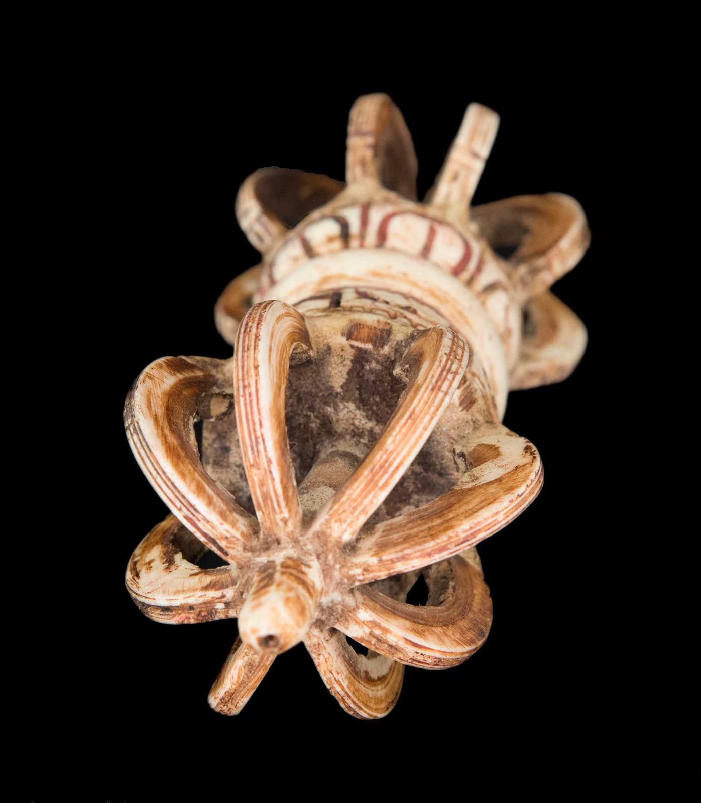 Vajra Dorje Tibétain En Os De Yak Sculpté – Rituel Tantrique Bouddhiste 14 cm