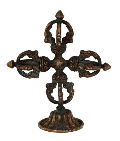 Double Dorje Vajra Sur Socle – Symbole Rituel Bouddhiste Tibétain Du Népal