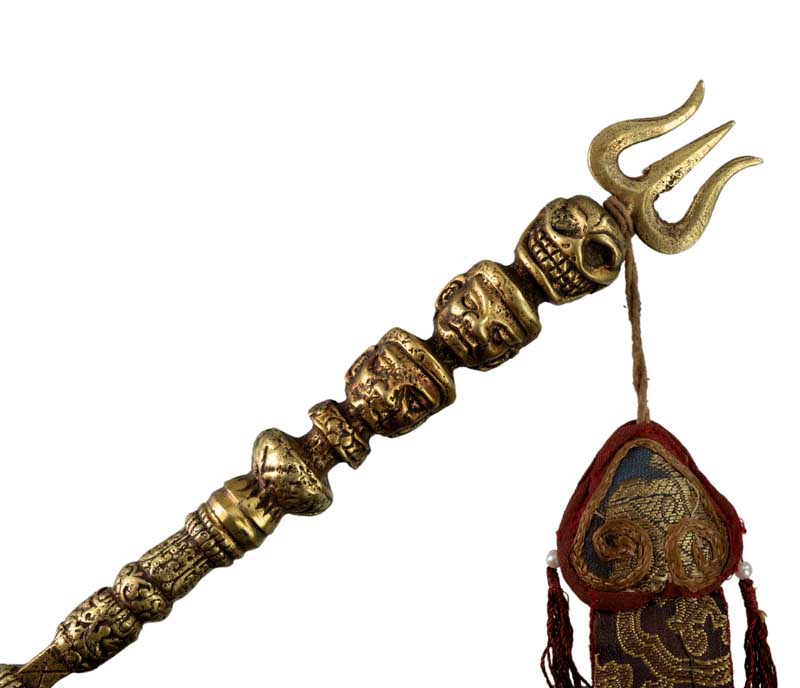 Khatvanga Tibétain avec Trident – Sceptre Rituel du Bouddhisme Tantrique