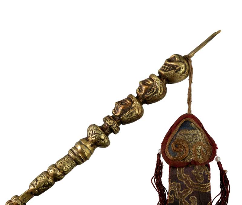 Khatvanga Tibétain avec Trident – Sceptre Rituel du Bouddhisme Tantrique
