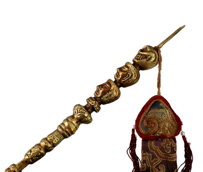 Khatvanga Tibétain avec Trident – Sceptre Rituel du Bouddhisme Tantrique