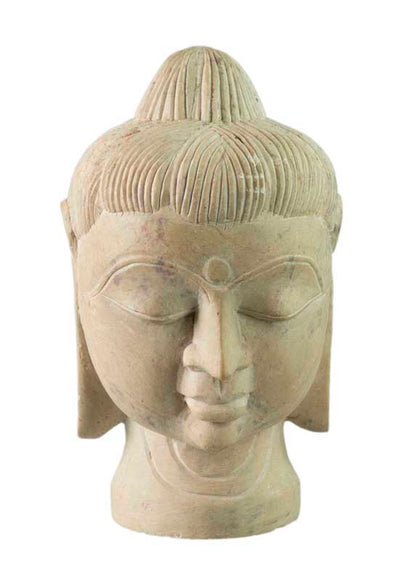 Tête de Bouddha en pierre stéatite – Sculpture artisanale indienne pour une décoration zen