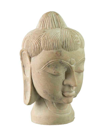 Tête de Bouddha en pierre stéatite – Sculpture artisanale indienne pour une décoration zen