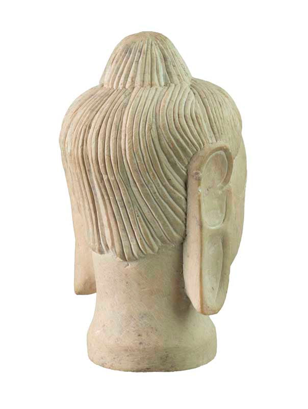 Tête de Bouddha en pierre stéatite – Sculpture artisanale indienne pour une décoration zen