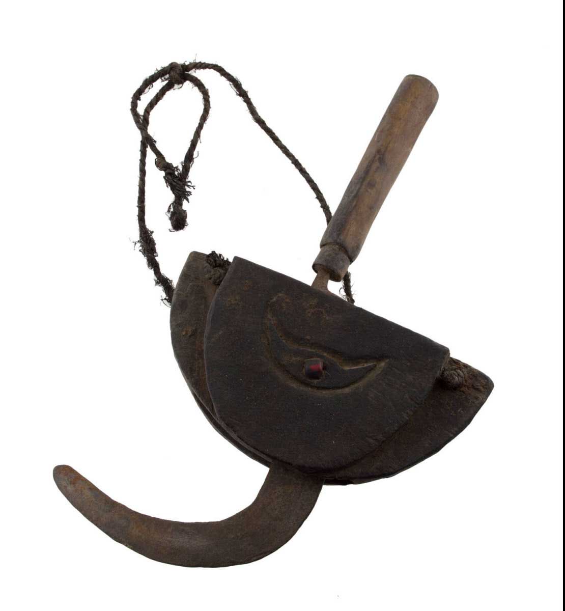 Ancienne Faucille Serpe Tibétaine Avec Étui en Bois – Outil Agricole de l’Himalaya