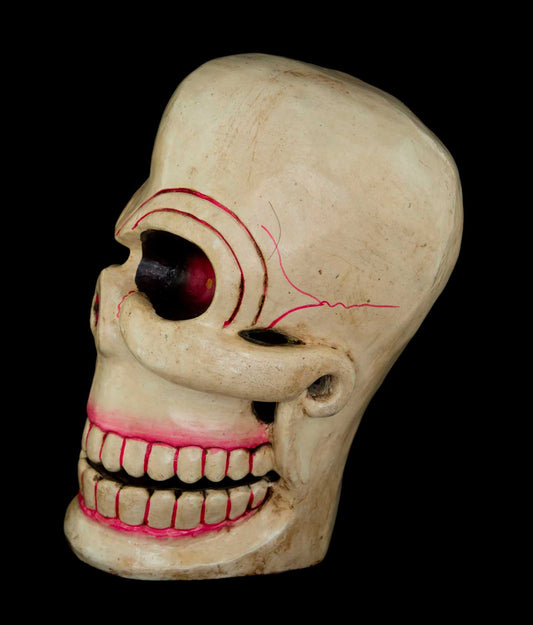 Crâne Citipati Tête de Mort – Objet Rituel Tibétain en Bois Peint