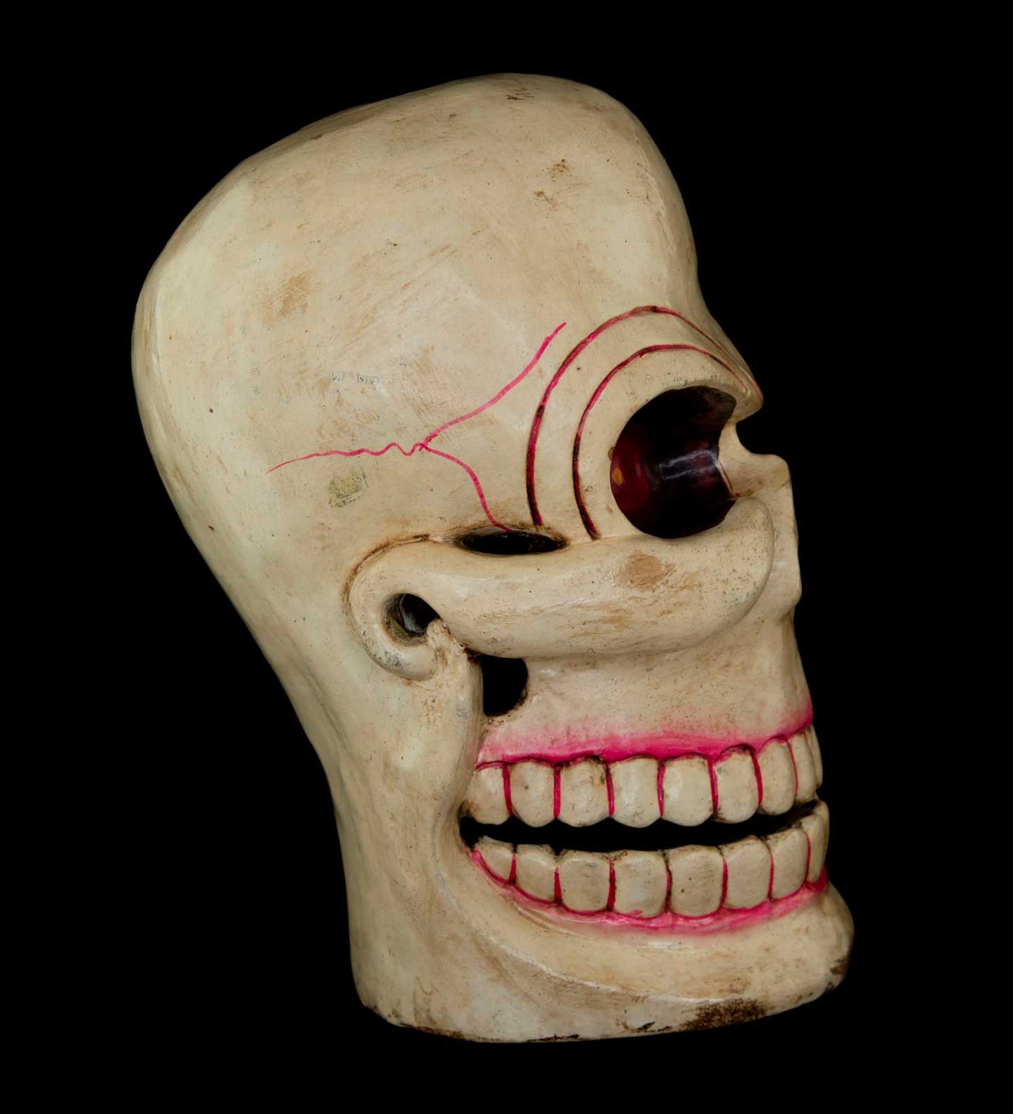 Crâne Citipati Tête de Mort – Objet Rituel Tibétain en Bois Peint