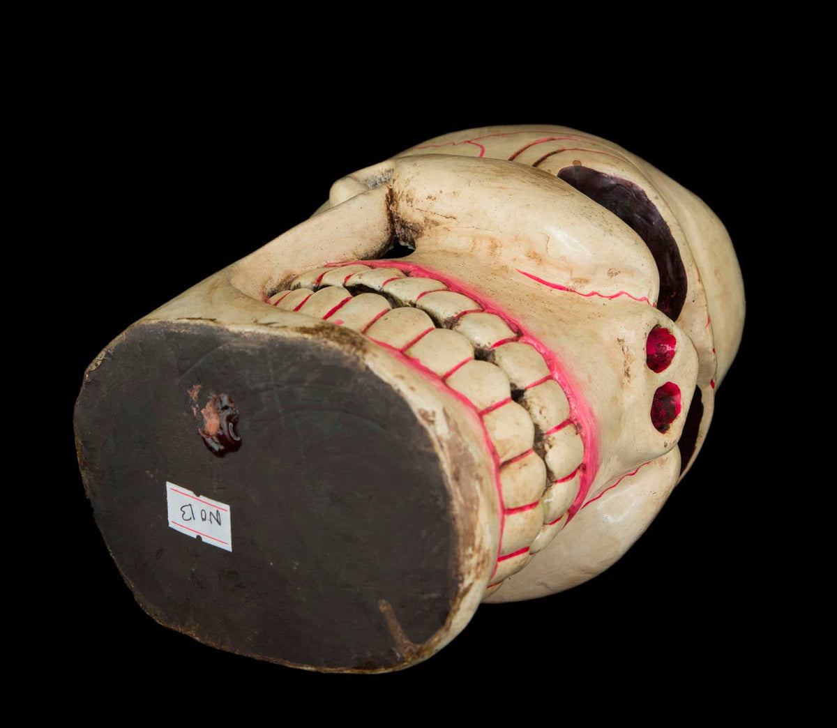 Crâne Citipati Tête de Mort – Objet Rituel Tibétain en Bois Peint